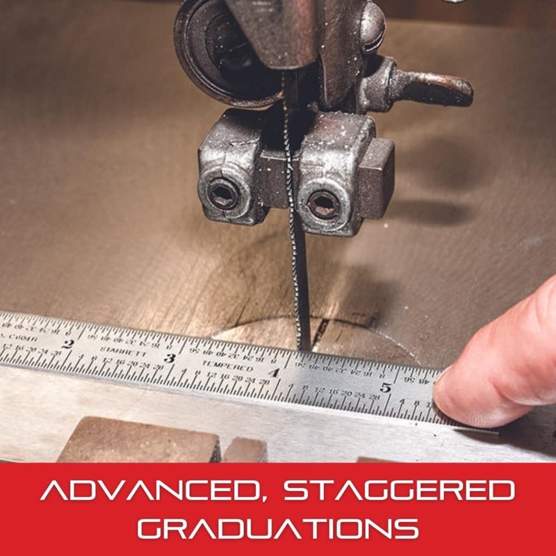 Starrett Spring Tempered Steel Rule with Satin Chrome Finish and Millimeter Graduation - 150mm Length, 35E Graduation Type, 1.2mm Thickness, 19mm Width - C635E-150 - Image 4